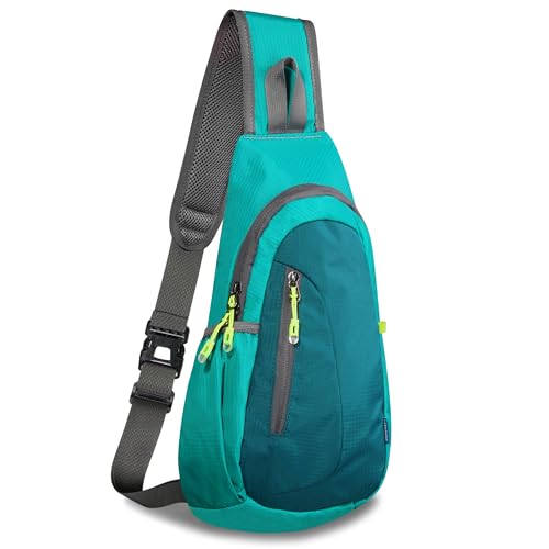 TITECOUGO Crossbody Bag for Women Men Small Sling Bag Hiking Backpack Travel Shoulder Bags Lightweight Chest Daypack for Running Gym Work Outdoor Sports Dark Green