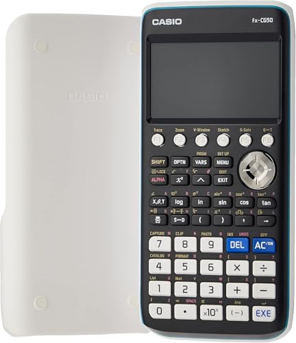 Casio FX-CG50 Grafikrechner mit hochauflösendem Farbdisplay (Kartonverpackung) +, Schutztasche für Grafikrechner, schwarz, Carbon Design, mit Innentasche für Zubehör