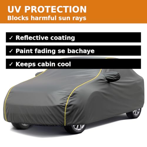 Image of Boo-Bee Smart 100% Waterproof Car Body Cover for Punch Cover (All Models) with Mirror Pockets | Triple Stitched, Elastic, Custom Fit, Heat Resistant, Anti-Dust, All-Weather Cover - Grey Series