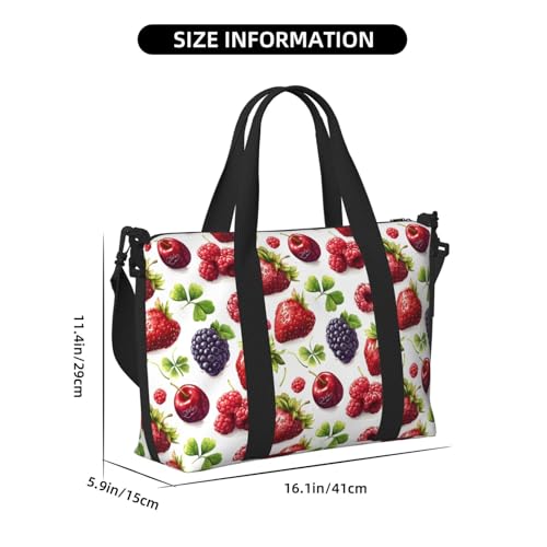 Laptop Tote Bag for Women Work - Cute Strawberry Berry Print Weekender Overnight Bags for Women Travel, Gym Duffle Bag for Men, Personal Item Crossbody Travel Bags for Men Carry On2