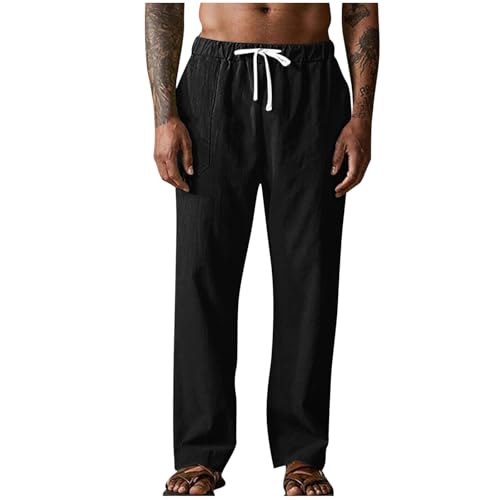 Man Loose Fit Linen Trousers Pants for Man Straight Leg Basic Long Leg Fall Summer 2025 Fashion