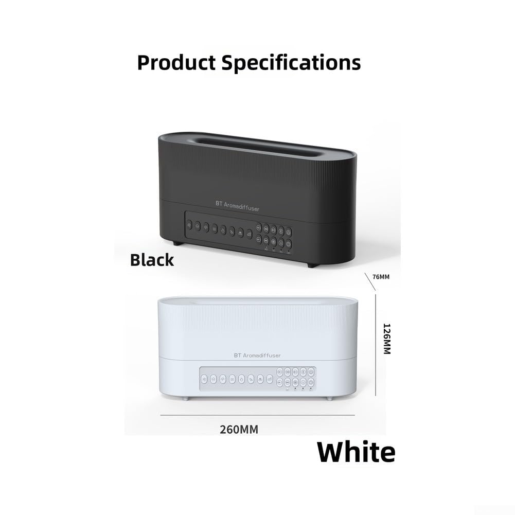 Diffuseur d'aromathérapie avec effet de flamme simulée, bruit blanc, lumière d'ambiance avec minuterie d'arrêt automatique pour chambre à coucher, sommeil, détente à la maison, au quotidien (blanc)