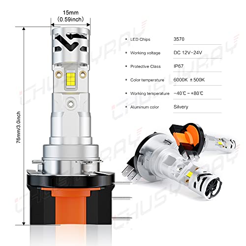 CHUSYYRAY H15 High Beam H7 Low Beam Led Headlight Bulbs,10000LM 6000K LED Replacement Bulb,Plug and Play,Pack of 4 - Image 4