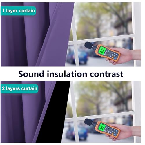 Image of NICETOWN 100% Blackout Curtains with Black Liners, Solid Thermal Insulated Full Blackout 2-Layer Lined Drapes, Energy Efficiency Window Draperies for Bedroom (2 Panels, 42 inch W by 63 inch L, Lilac Purple)