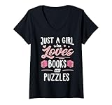 Photo Gallery donna just a girl who loves libri e puzzle regalo donna maglietta con collo a v Photo Gallery donna just a girl who loves libri e puzzle regalo donna maglietta con collo a v