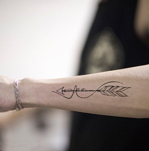 Sanerlian Waterproof Temporary Fake Tattoo Stickers Cool Grey Feather Arrow Design Set Of 2 #TOP1