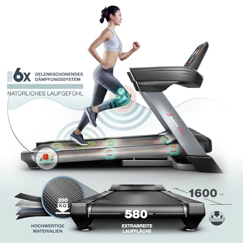 Sportstech Profi Laufband für Zuhause klappbar | Deutsche Qualitätsmarke | bis 20 km/h und Steigung, große Lauffläche, großes Touch-Display | 7 PS Motor Treadmill sTread Pro / F75 – Bild 6
