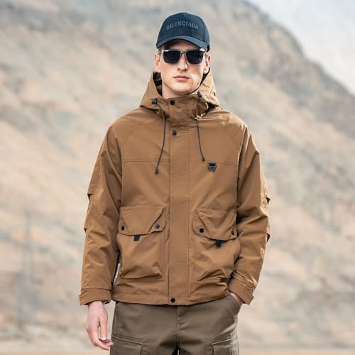 Image of 2024 autumn new casual hooded jacket men's trendy workwear outdoor windproof jacket