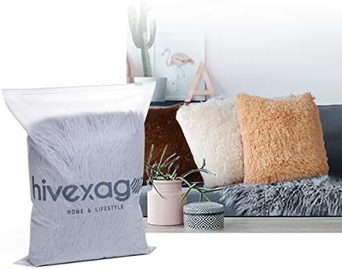 Hivexagon Faux Fur GREY Pillow Cover Set of 4 (17 x 17)