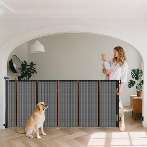 Ycozy Cancelletto per Bambini Scale Senza Foratura 0-300cm Cancelletto per Cani con Barra di Supporto, Retrattile Cancello Bambini Adatto per Scale Interni Esterni