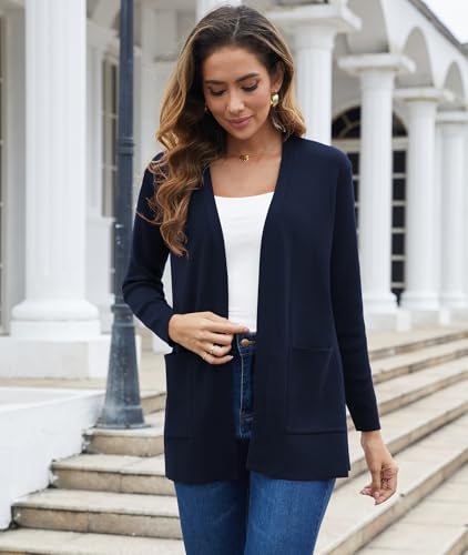 CZYINXIAN Women's Casual Long Sleeve Open Front Cardigan Sweaters Trendy Knit Lightweight Cardigans with Pockets3