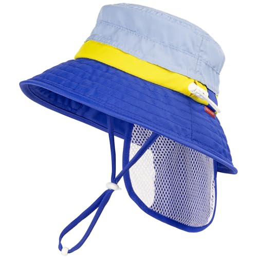 Image of HECCEI Baby Sun Hat with Neck Flap, Windproof, Sunscreen, Warm, UPF 50+ DryShade SkyCandy Outdoor Beach Hat for 0-24 Months