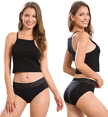 Women’s Underwear Cotton Panties for Women, Soft Ladies Lace Trim Underwear High Waisted Briefs 6 pack3