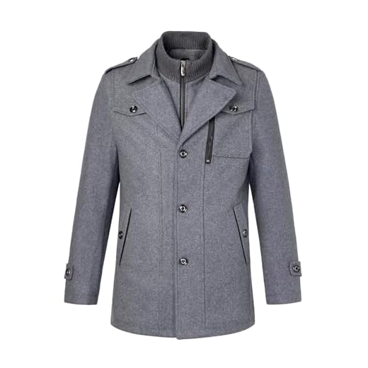 Oralidera Hombres Abrigo de Lana Mezcla de Lana Invierno Trenca Abrigo de Lana para Hombre Chaquetas Elegante, Gris, M