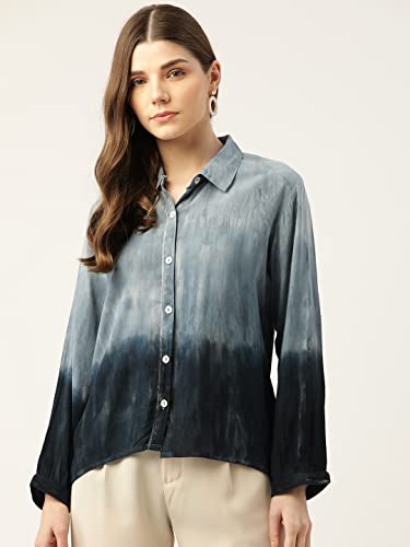 Image of Maaesa - Women Handcrafted Tie-Dye Rayon Shirt | Casual & Office Wear | Relaxed Fit | Long Sleeve | Breathable & Lightweight Fabric