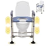 Rehausseur De Toilette, Siège Surélevé Réglable En Hauteur Avec Accoudoirs, Rehausseur WC Pour Personnes Âgées, Handicapés, Patients, Enceintes, 6 Niveaux De Réglage 48 58 Cm, Charge 158 Kg