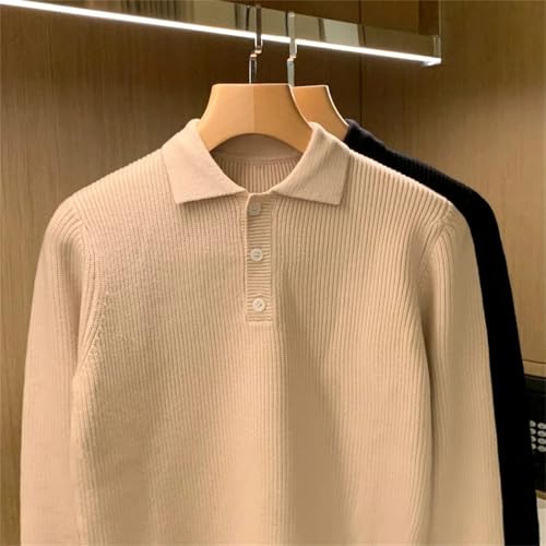 Men Fashion Winter Solid Knitted Tops Thicken Lapel Pullovers Business Leisure Sweater Tops3