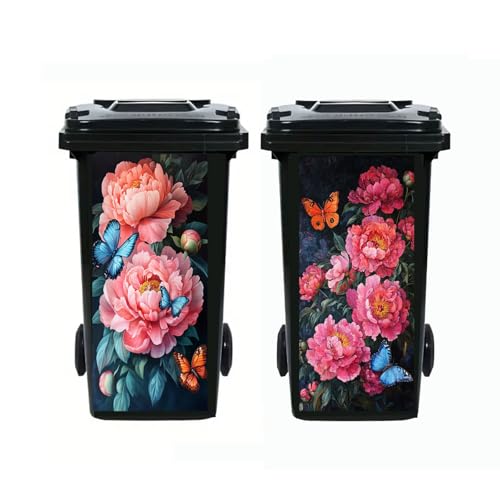 Stickers pour poubelles motif pivoine pour cacher les bacs à ordures laids