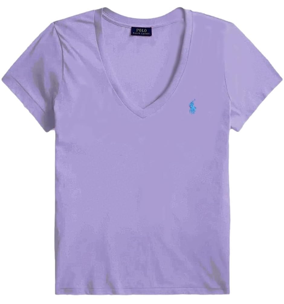 Polo Ralph Lauren Women's Rl Hampton Purple Polo Rl V-Neck Pony T-Shirt, L