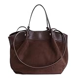 Waniki Handtasche Damen Mittelgroß Tote Bag Wildleder Shopper Tasche Elegante Umhängetasche Groß Schultertasche Henkeltaschen Shopper Bag Handbags Tragetasche Beuteltasche für Einkaufen Reisen