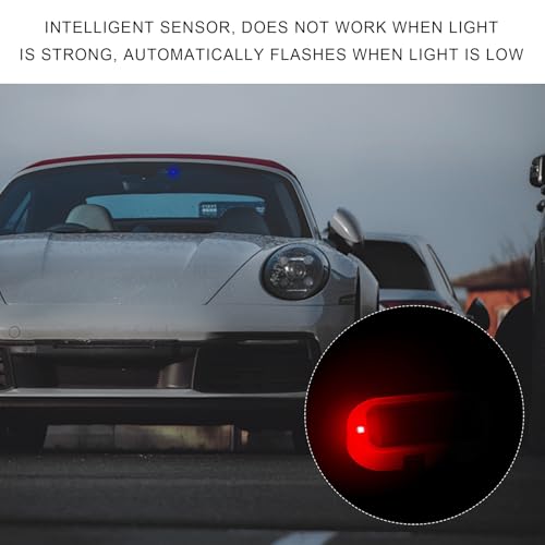 NYTKL 2PCS Car Solar Power Simulated Dummy Alarm, Anti-Theft Car Warning Light Fake Lamp with Light Sensor, Automotive Interior LED Flashing Security Lights with USB Charger Port (Blue+Red)