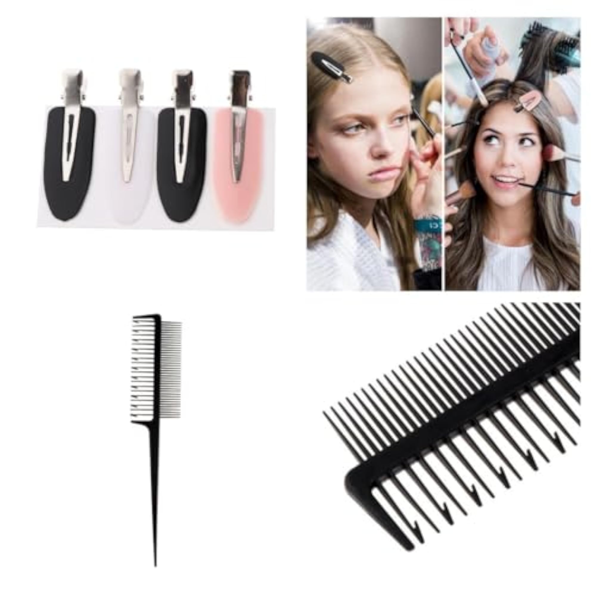 2-Way Weaving Sectioning Foiling Comb + Hair Clips Set for Hair Dyeing Tool
