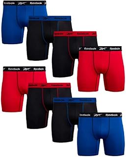 Reebok Men's Performance Boxer Briefs with Comfortable Contour Pouch (8 Pack), Black/Red/Royal Blue