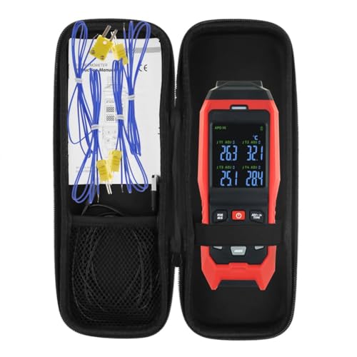 Spourita Termómetro Termopar de 4 Canales, Registrador de Datos, Termómetro Tipo K, Registrador de Temperatura con Alarma y Registro de Datos