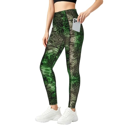 Leggings de yoga con control de abdomen y estampado de serpiente verde para estilizar tu figura