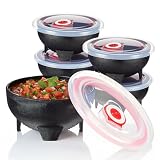Hushee 5 Set Salsa Bowl with Lids, 4.3 Inch 12 oz Dip Bowls, Serve Salsa, Guacamole, Dips, Snacks, Serving Bowls for Microwave, Freezer & Dishwasher