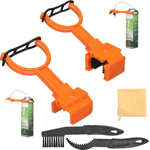 Yiyiring 5 Pcs Motorcycle Chain Cleaning Kit — Motorcycle Chain Brush, Bicycle Lube Tool and Microfiber Towel, Bike Cleaner Tool Set for Motorsport Street Bike Crankset, Fits 428, 520, 525, 530