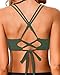 Holipick Olive Green Women's Twist Front Bikini Tops - Push Up Bathing Suit Top Padded Swimsuit Top L