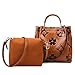 Travistar Floral Handbags and Purses Women - Retro Embossed Leather Top Handle Handbag Set Large Women's Shoulder Bag Trendy Hobo Purse Ladies Bucket Satchel Bags Chic Work Tote with Pouch Brown
