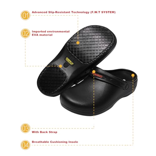 Chef Shoes Slip Resistant, Clog Non Slip Kitchen Work Shoes for Men, Nursing Gardening Waterproof Oil Resistant2