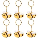 NBEADS 6 Pcs Crochet Bee Keychain, Knitting 3D Key Chain Cute Car Keyring Charm Handmade Keychain Accessories Purse Pendant for Bag Phone Car Wallet Lanyard Party Favors Gifts