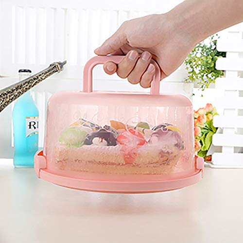 Cake Carrier With Handle 9'' Cake Keeper Portable Round Cake Container, Cake Holder Cake Storage Box (Pink, One Size) #TOP1