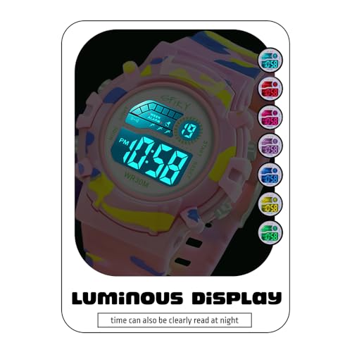 Image of SPIKY Round Digital Sports Watch for Kids | Military, Camouflage Design | Multifunctional & Luminous Display | 30M Water Resistant | Best Birthday Gift Wrist Watches for Boys & Girls | Age 2-12 Years