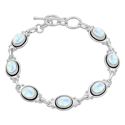 Natural Moonstone Silver Plated Link...