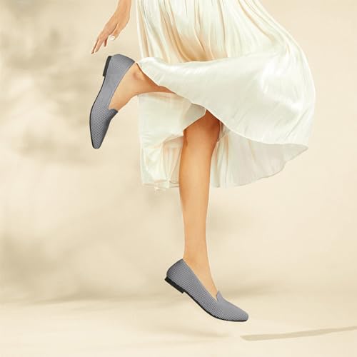 Image of TINGRISE Women's Flats Shoes Pointed Toe Knit Washable Ballet Comfortable Dressy Work Flat