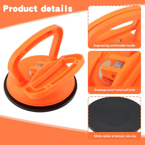 CHENZORVAX Car Dent Repair Kit,with 3 Pcs Dent Repair Pullers 2 Pcs Waxing Sponge Blocks and Cloth Suction Cup Powerful Indent‌ Removal for Car Dents Glass, Screen and Objects Moving(Orange+Black) by CHENZORVAX - Used condition - Image 8