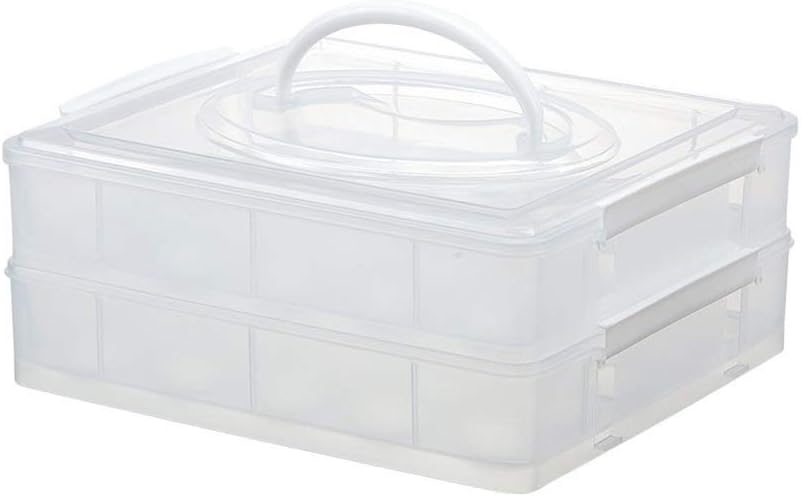 Egg Tray with Lid Keep Fresh Storage Box Portable Handle Shockproof Egg Protector Holder for Refrigerator Kitchen (Color : Second Layers) (Second Layers)
