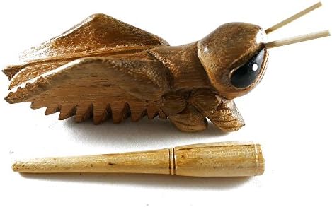 Natural Wooden Cricket With Sticks Thailand Handmade Wooden Percussion Cricket Toy Gift for Toddlers (4 Large)