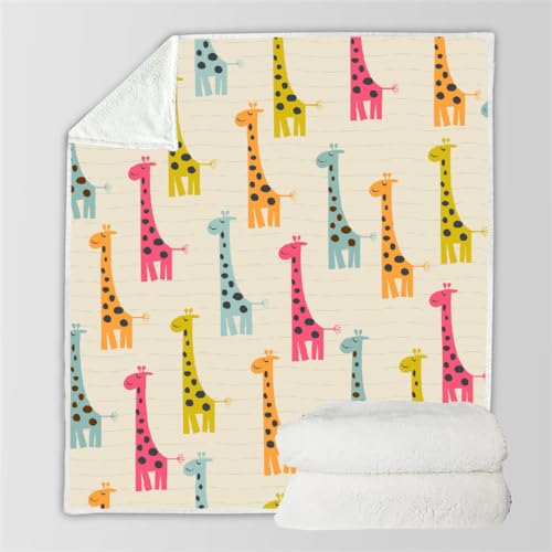 RFFLUX 3D Giraffe Kuscheldecke 100x130 cm Microfaser Flanell Decke Cartoon Tiere Wohndecke Sommer Leichte Weiche Winter Warme Blanket Tagesdecke Sofadecke Couchdecke（Stil 99-10）