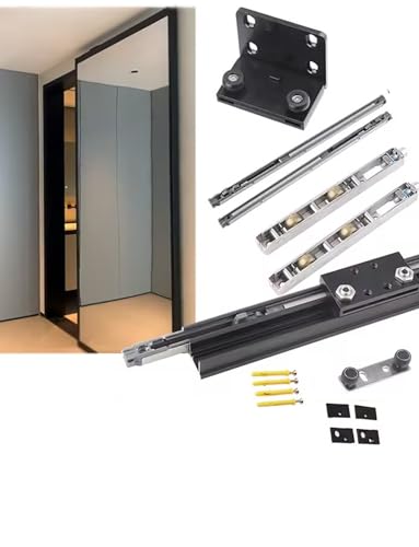 Quincaillerie invisible for porte coulissante de grange, rail de 47,2 pouces, fermeture amortie, rail de sol dissimulé, nécessite une rainure dans la porte.(120cm/47.2in)