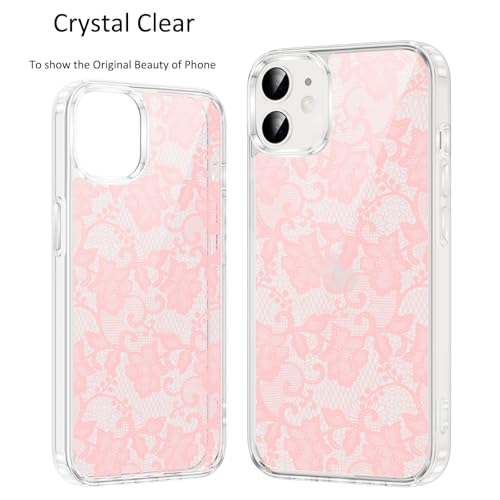 Coque antichoc iPhone 12 transparente durable protégeant des chutes avec motif floral rose - 5