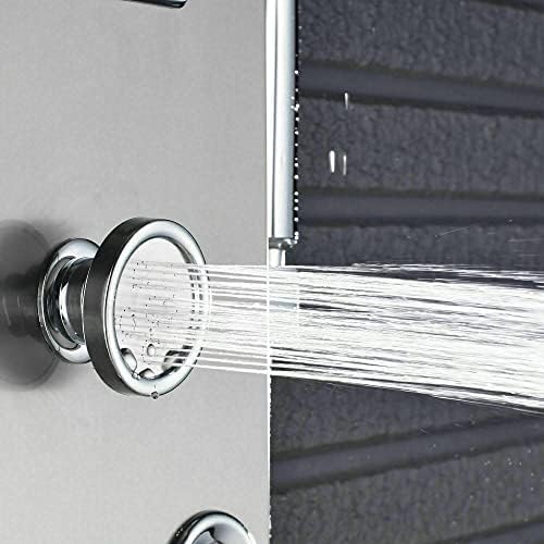 Shower Panel Tower System LED Rainfall Shower Massage Nozzle Stainless Steel-Black-A,Brushed Nickel-a miniatura 6