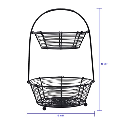 Gourmet Basics by Mikasa Tulsa Fruit Metal Storage Basket, 2-Tier - Thumbnail 3