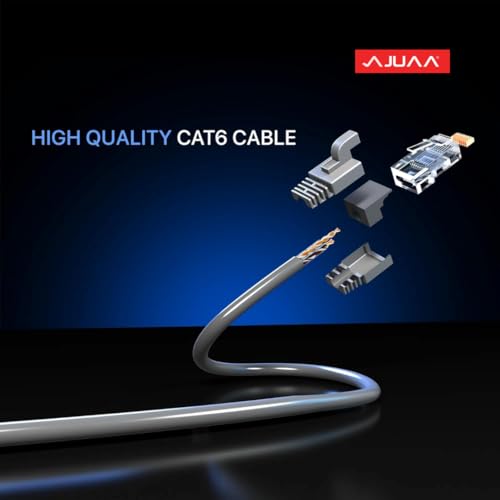 Image of JUAA CAT6 Ethernet Cable 5 Meter High Speed LAN Wire with RJ45 Connector for Stable Internet Connection on PC, Laptop, Router, Modem, Smart TV and Gaming Consoles (Grey) (500, Centimeters)