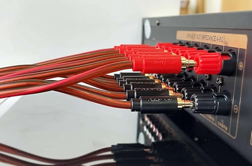 Image of Speaker Wire with Banana Plugs,14 Gauge Speaker Cables, Oxygen-Free Copper(OFC),2 Pack /6.6Feet