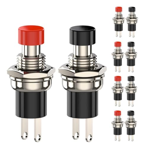 Image of Momentary Push Button Switch SPST NC 1A 250VAC Mini Black Red Cap 10Pcs